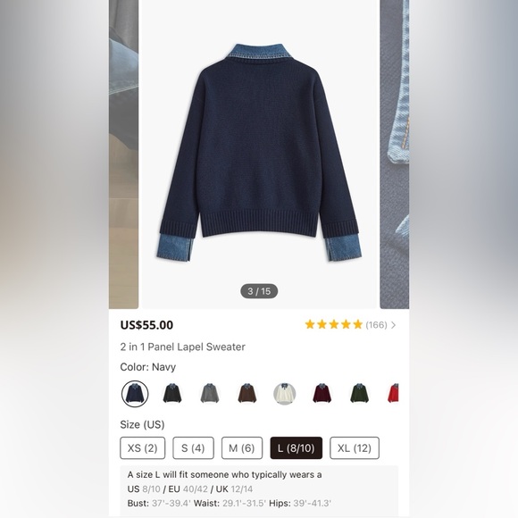 Commense 2 in 1 Panel Lapel Sweater in Navy 💙 - Picture 5 of 7